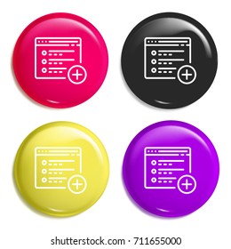Web site multi color glossy badge icon set. Realistic shiny badge icon or logo mockup