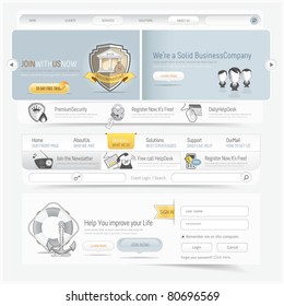 Web site navigation menu pack with icons set