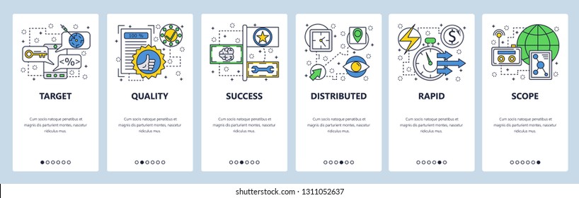 Web site onboarding screens. Quality approved. Menu vector banner template for website and mobile app development. Modern design linear art flat illustration