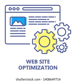 Web site optimization color line icon. Digital marketing sign. Website creation vector pictogram. SEO symbol. Button for web page, mobile app, promo. UI/UX/GUI design element. Editable stroke.