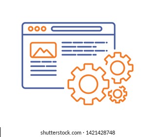 Web site optimization color line icon. Digital marketing sign. Website creation vector pictogram. SEO symbol. Button for web page, mobile app, promo. UI/UX/GUI design element. Editable stroke.