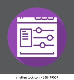 Web site options flat icon. Round colorful button, circular vector sign with long shadow effect. Flat style design