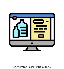 web site for ordering water in internet online color icon vector. web site for ordering water in internet online sign. isolated symbol illustration