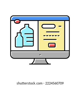 sitio web para pedir agua en Internet en el vector de iconos de color en línea. sitio web para pedir agua en el signo en línea de internet. ilustración de símbolo aislado