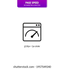 Web Site and Page Speed Icon. SEO Marketing symbol. Achieving results in conversion, retention and optimization. Can be used for topics like web marketing services and building - Mono - Vector Icon