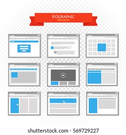 Web site page templates collection. Infographic elements collection isolated on transparent background