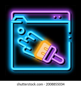 web site painting neon light sign vector. Glowing bright icon web site painting sign. transparent symbol illustration