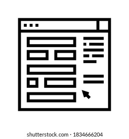 web site planning line icon vector. web site planning sign. isolated contour symbol black illustration