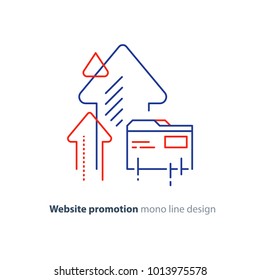 Web site promotion concept, website development, search result optimization, vector line design