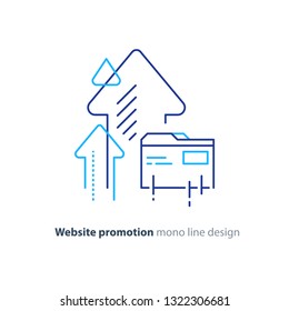 Web site promotion concept, website development, search result optimization, vector line design