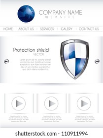 web site with protection shield and earth. vector illustration