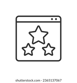 Web site rating, linear icon. Web page with stars. Line with editable stroke