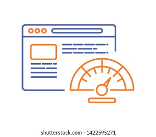 Web site speed optimization color line icon. Digital marketing sign. SEO symbol. Button for web page, mobile app, promo. UI/UX/GUI design element. Editable stroke.