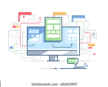 Web site structure order. Page design website. Vector flat illustration