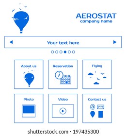 Web site template. Balloon flight. Vector illustration. 
