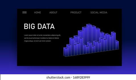 Web site template for Big Data  analysis, Artificial intelligence and  Information science. 3D graphs and plots.