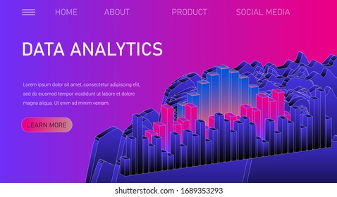 Web site template for Big Data  analysis, Artificial intelligence and  Information science. 3D graphs and plots.