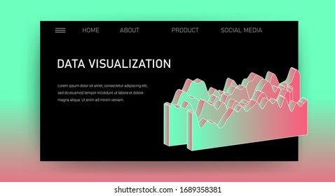 Web site template for Big Data  analysis, Artificial intelligence and  Information science. 3D graphs and plots.