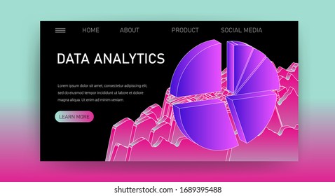 Web site template for Big Data  analysis, Artificial intelligence and  Information science. 3D graphs and plots.