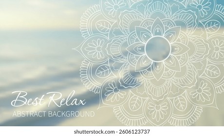Web site template with blurred nature background. Vintage decorative elements. Islam, Arabic, Indian, ottoman motifs. Mandala