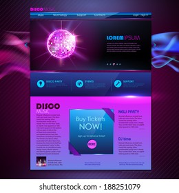 Web site template design. Disco background