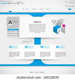 web site template design - metallic, blue colors 