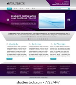 web site template design -  metallic, purple colors