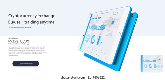 Web site template. Forex market, news and analysis. Binary option. Application screen for trading. Candles and indicators. HUD UI for business app. Futuristic virtual user interface. Vector EPS10