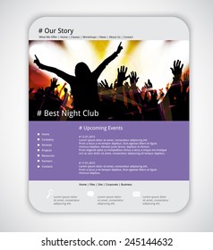 Web site template with music event banner. Vector