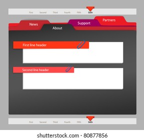 Web site template on black. Paper sheet style