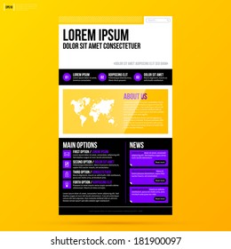 Web site template on bright yellow background. EPS10
