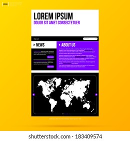 Web site template on bright yellow background. EPS10
