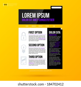 Web site template on bright yellow background. EPS10
