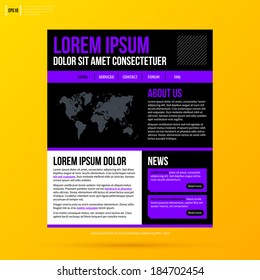 Web site template on bright yellow background. EPS10