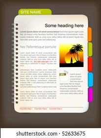 Web site template - Open notepad with colorful bookmarks