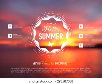 Web site template. Seaside blurred background. Vector illustration.