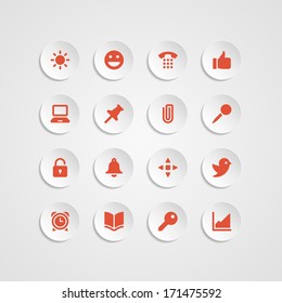Web site vector icons set bend paper effect. Vector design elements for design.