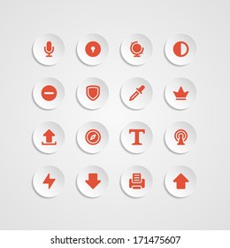 Web site vector icons set bend paper effect. Vector design elements for design.