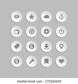 Web site vector icons set bend paper effect. Vector design elements for design. 