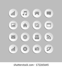 Web site vector icons set bend paper effect. Vector design elements for design. 
