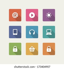 Web site vector icons set shadow effect. Vector design elements for design. 