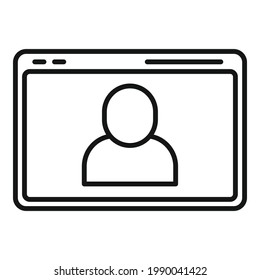 Icono de videollamada de sitio Web. Esquema sitio web video llamada icono vector para diseño web aislado en fondo blanco