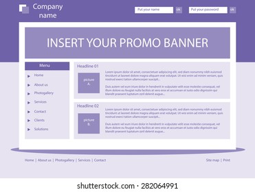 Web site violet template layout with text