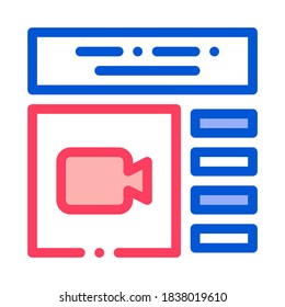 Web Site For Watch Video Icon Vector. Outline Web Site For Watch Video Sign. Isolated Contour Symbol Illustration
