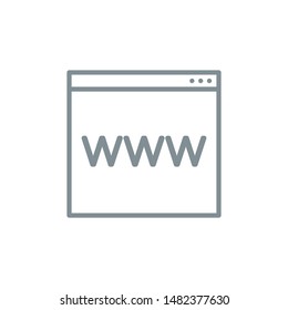 Web site window internet outline flat icon. Single high quality outline logo symbol for web design or mobile app. Thin line sign design logo. Gray icon pictogram isolated on white background