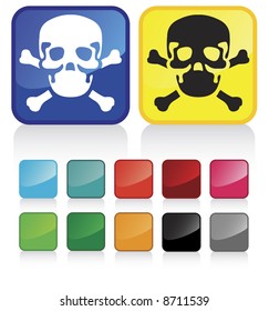 web skull buttons - and suggested colors with glossy aspect
