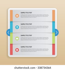 Web Slider with stack of paper and arrow navigation