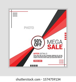 Web And Social Media Ad Post Square Template For Foods, Fast Food, Burger, Pizza, Restaurant Business  