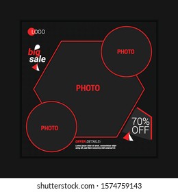 Web And Social Media Ad Post Square Template For Foods, Fast Food, Burger, Pizza, Restaurant Business  