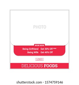 Web And Social Media Ad Post Square Template For Foods, Fast Food, Burger, Pizza, Restaurant Business  